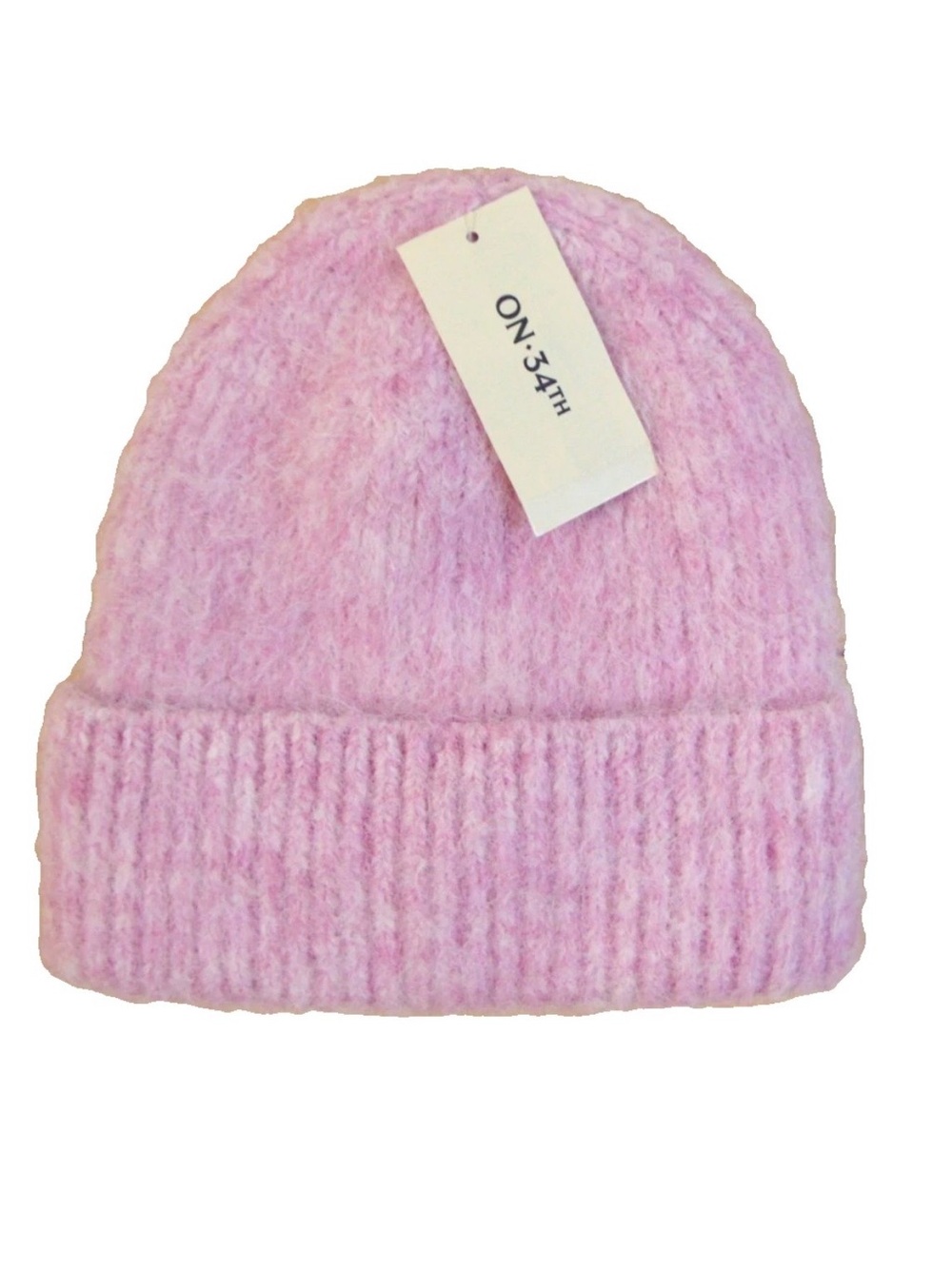 On 34th Solid Brushed Beanie Blush Fuzzy Cuffed Hat One Size Macys $38 Retail